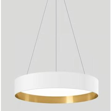 Bega Large-area pendant luminaire velvet white/brass velvet 3000K Hanglamp wit-1