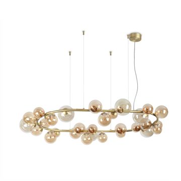 Brink V-merk Perlage SP30 30x15W Amber Hanglamp goud/messing-1