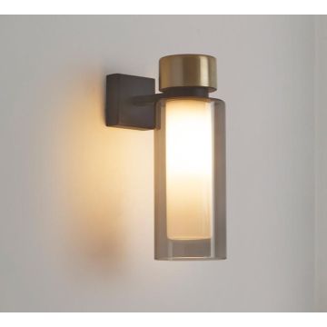 Tooy Osman Matte black Brushed brass smokey Glass Wandlamp zwart-1